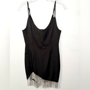 DO+BE Black and Silver Asymmetrical Embellished Mini Dress